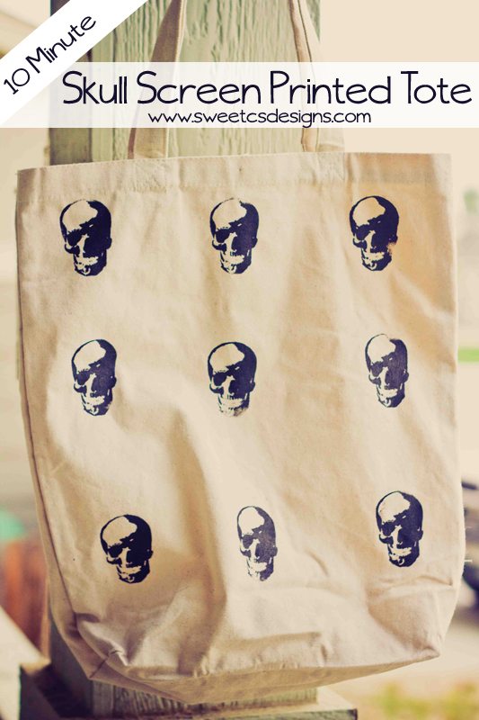 10 Minute Skull Screen Printed Tote