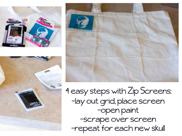 skull tote in 4 steps