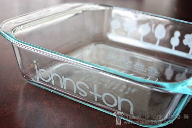 stenciled pyrex pan