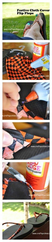 This is such a fun idea for crafting with kids or teens! Fabric wrapped flip flops are great for any season and make fun gifts.