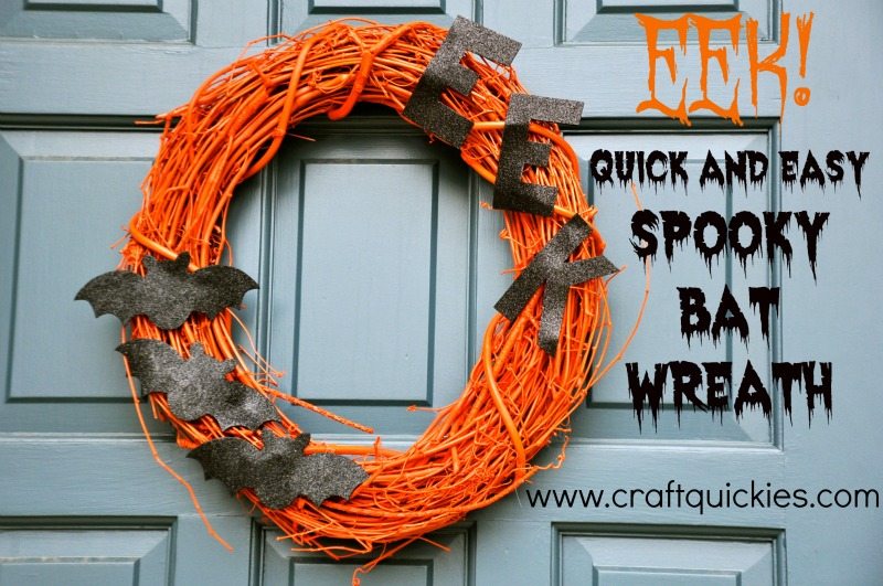 These fun and simple spooky bat wreath is sure to make a spooky splash this Halloween!