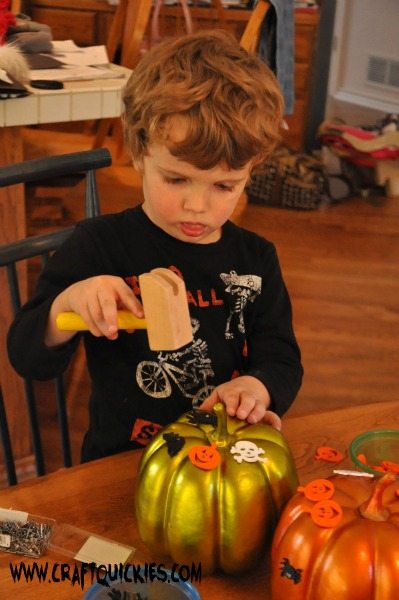 Pin & Pound Pumpkins is a fun fine motor activity for the Halloween season!