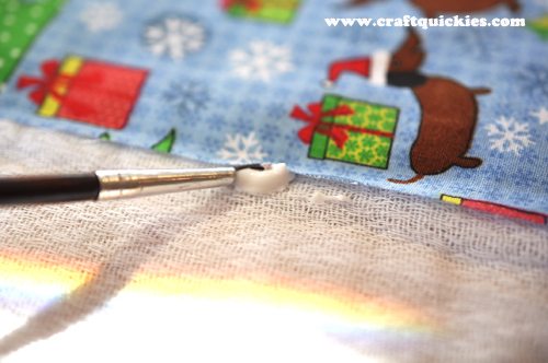 Burp cloths are easy to make. Simply use fabric Mod Podge for the perfect no-sew baby project. I love this holiday set as a baby shower gift!