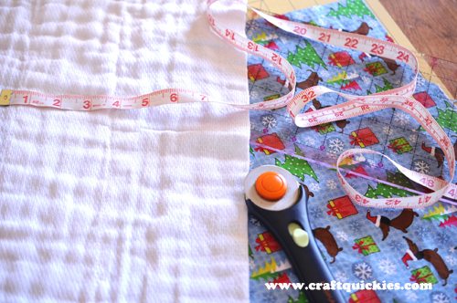 Burp cloths are easy to make. Simply use fabric Mod Podge for the perfect no-sew baby project. I love this holiday set as a baby shower gift!