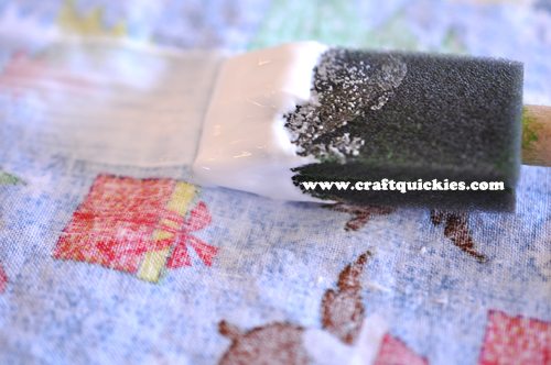 Burp cloths are easy to make. Simply use fabric Mod Podge for the perfect no-sew baby project. I love this holiday set as a baby shower gift!