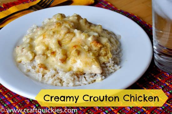 Of all the chicken recipes I make, this creamy crouton chicken is by far my favorite. Not only is it super quick and easy to make, but everyone loves it.