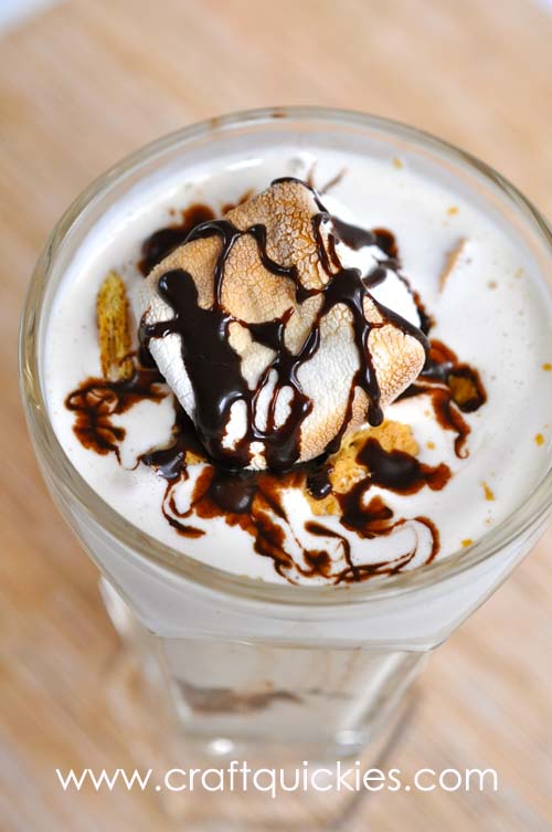 This s'mores shake recipe is easy and delicious! Rich vanilla ice cream with s'mores fixings mixed in! The perfect summer treat!