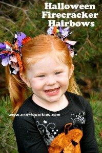 girl wearing Halloween Firecracker Hairbows