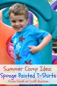 Sponge painting t-shirts is a fun and simple way to let kids express their creativity! Great summer boredom buster!