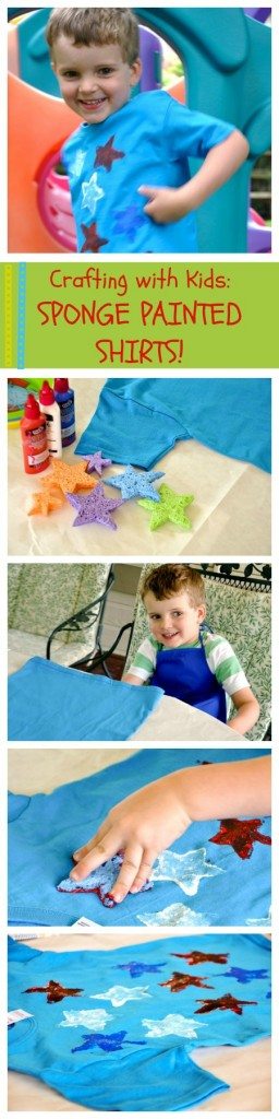 Sponge painting t-shirts is a perfect creative activity for kids! Simple, fun, and wearable!