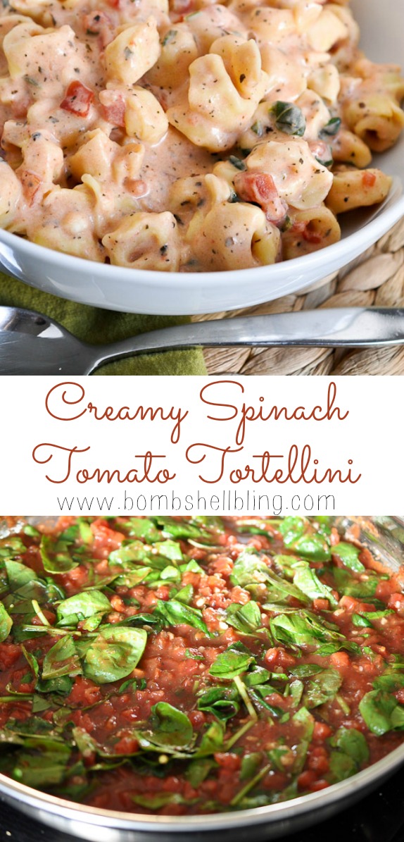 This creamy spinach tomato tortellini recipe is a rich yet simple dinner that the whole family will enjoy. It's quick and easy for busy nights.