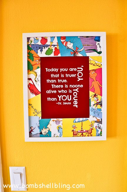 FREE Dr. Seuss Printable and a GREAT idea for a unique frame---book page collage mats!