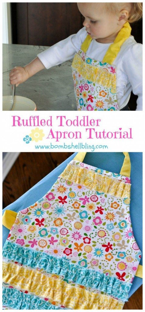 I love this sweet ruffled toddler apron! Free tutorial!