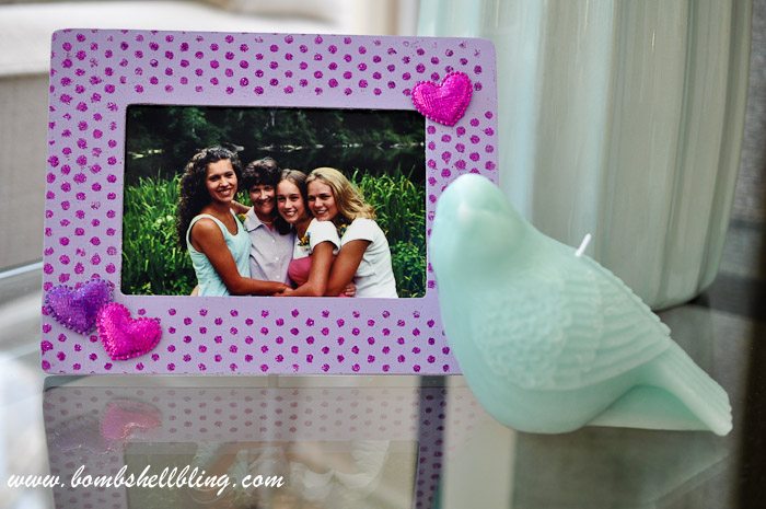 Stenciled Glitter Polka Dot Frame