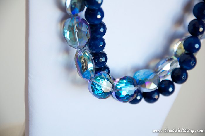Blue Twist Necklace on stand