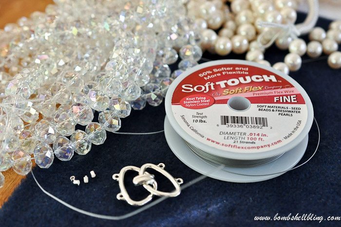 crystal and pearl necklace supplies