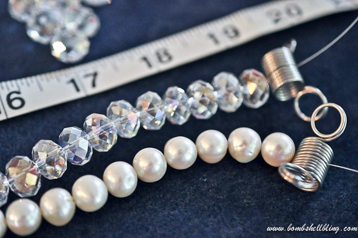 crystal and pearl necklace linking strands