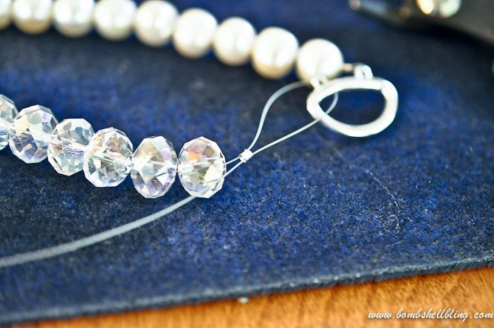 crystal and pearl necklace adding findings