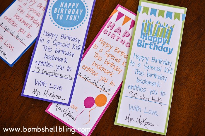 These cute birthday bookmarks are perfect for teachers and parents!