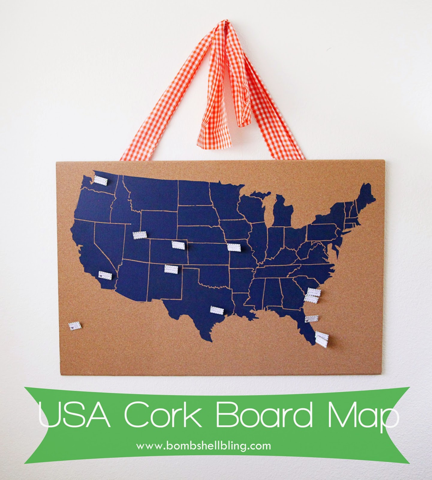 USA Cork Board Map