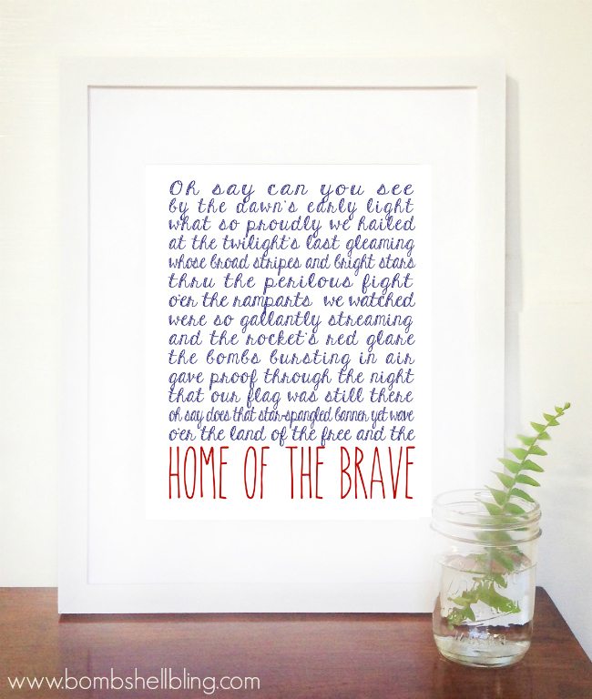 Home of the Brave Printable