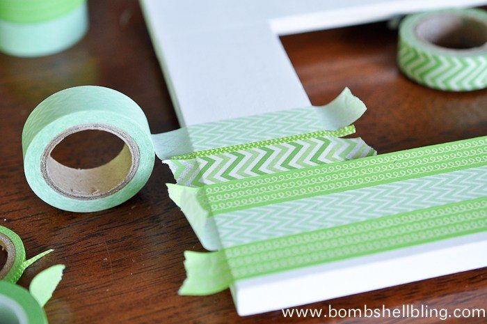 Placing washi tape on frame