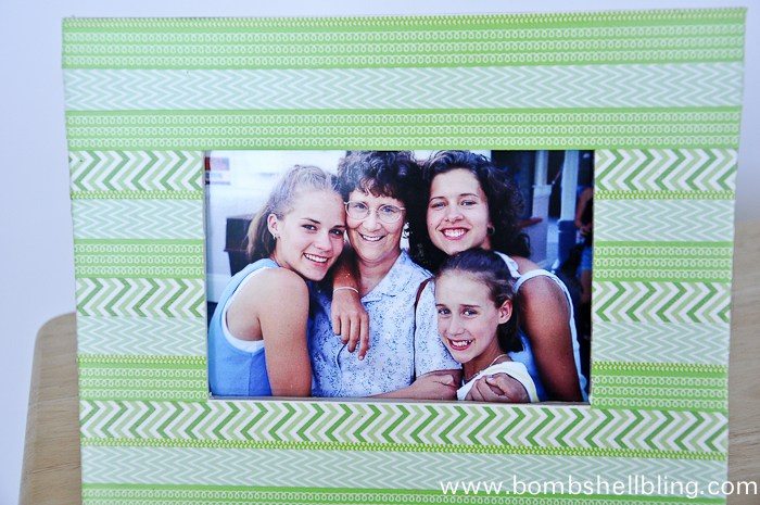 Green washi tape frame close up photo