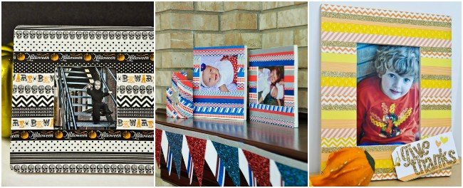 Collage of three ways to washi tape frame