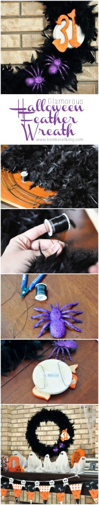 Glamorous Feather Halloween Wreath from Bombshell Bling
