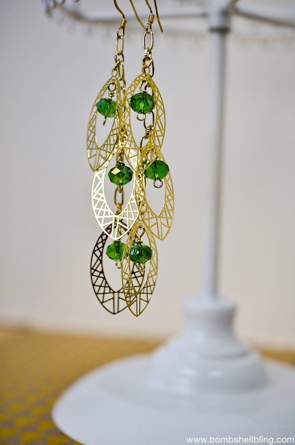 Gold & Green Earrings CC-2