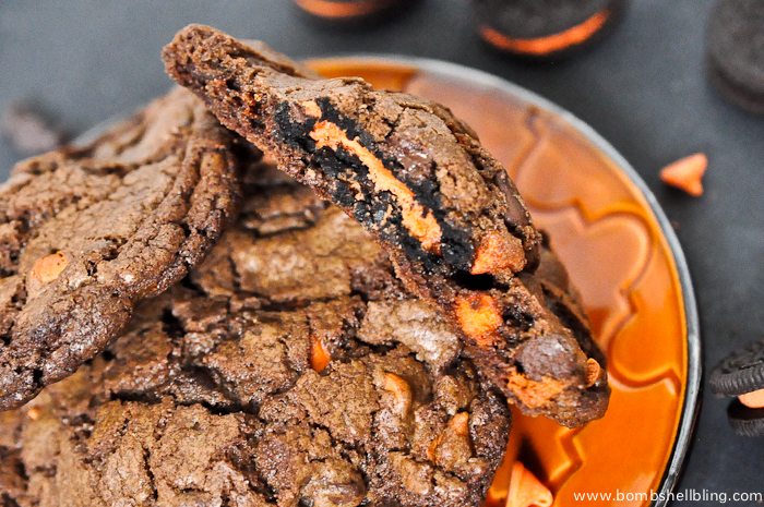 WHOA MAMA!!! Halloween Oreo Stuffed Double Chocolate Cookies!!!!!