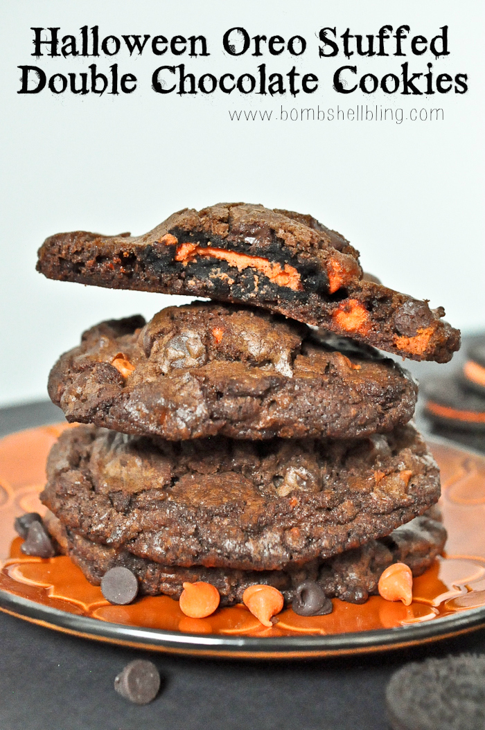 WHOA MAMA!!! Halloween Oreo Stuffed Double Chocolate Cookies!!!!!