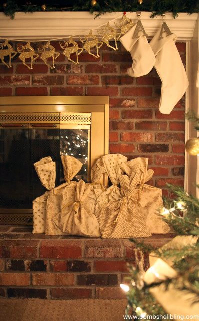 Storybook advent bags in gold. Beautiful.