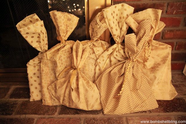 Storybook advent bags in gold. Beautiful.