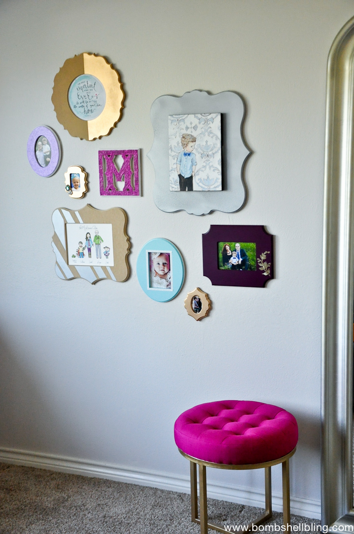 I love this gallery wall! Girly and glam!