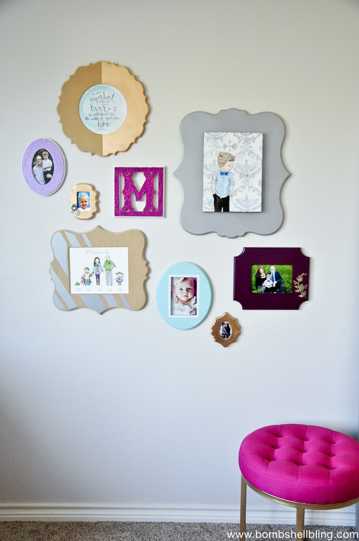 I love this gallery wall! Girly and glam!