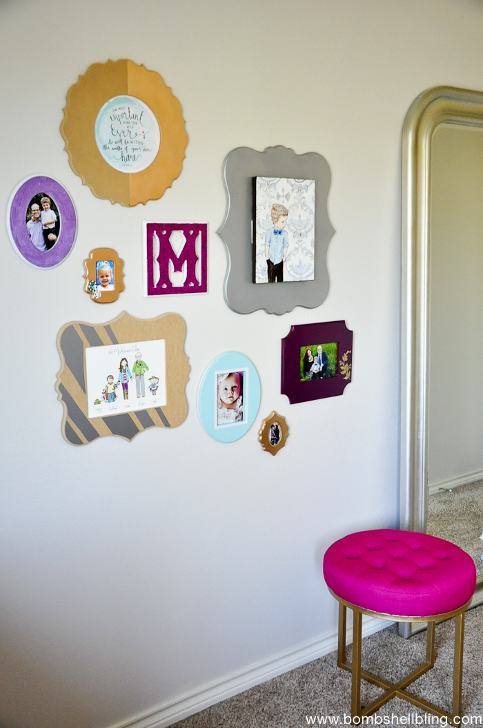 I love this gallery wall! Girly and glam!