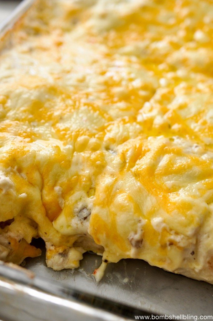 This creamy mushroom pepper jack chicken enchiladas recipe is SO good!  Amazing leftovers, too!