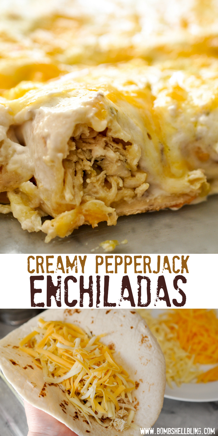 These creamy mushroom pepperjack enchiladas are SO good! Amazing leftovers, too!