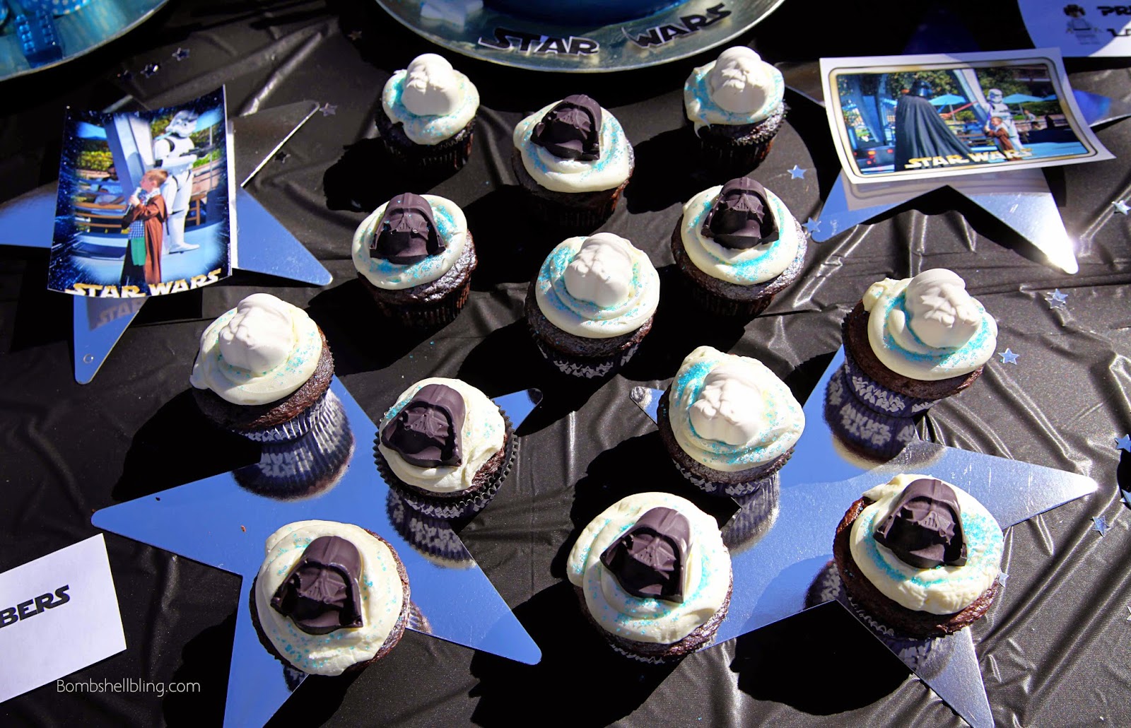 Star Wars Lego cupcakes with Vader and Trooper toppers