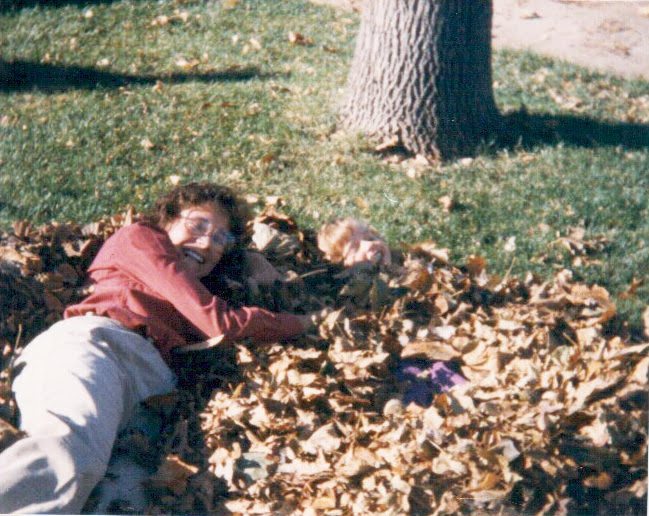 Mom&SPlayinLeaves