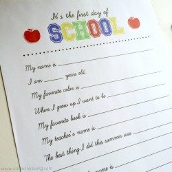 First Day of School Interview Printable