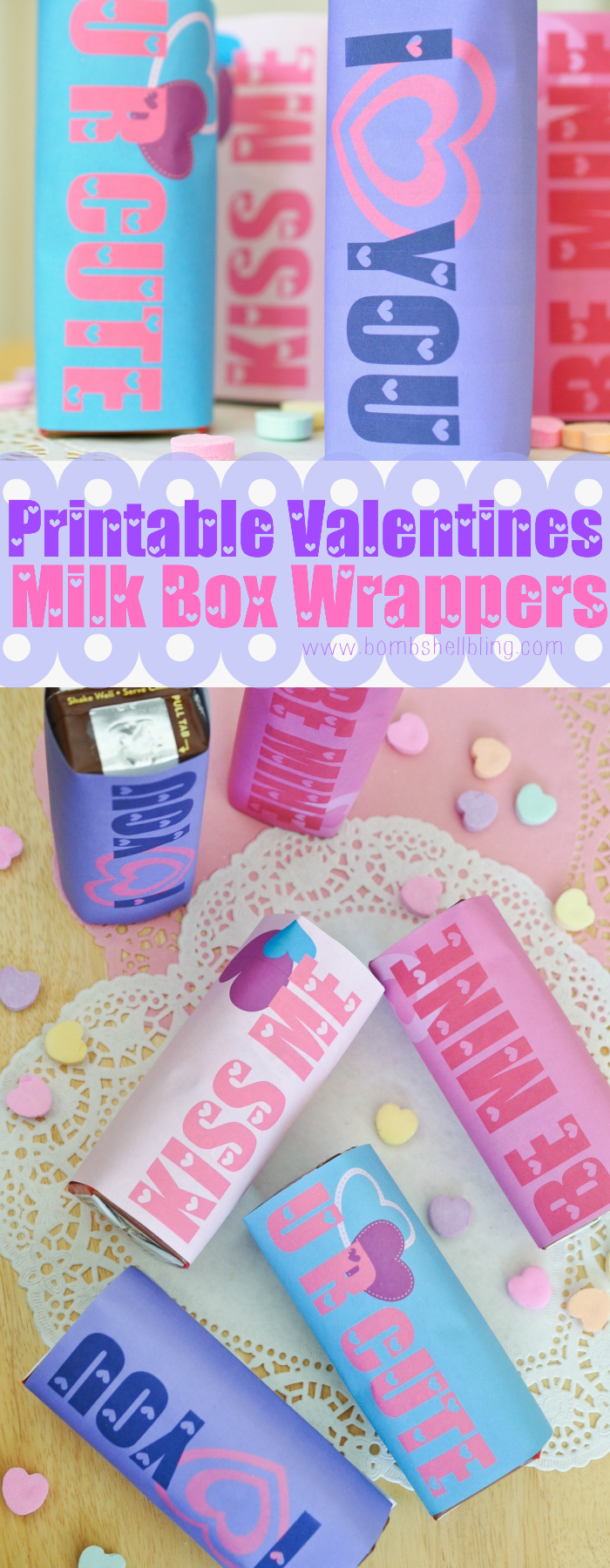 These Valentine's Day printable milk box wrappers are perfect to make drinks for a class party or lunchbox extra cute this February! FREE to download now.