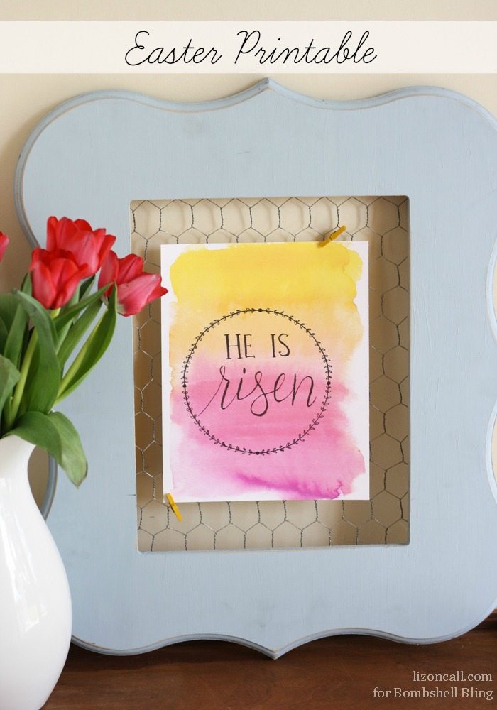 He is Risen - free hand drawn watercolor Easter printable