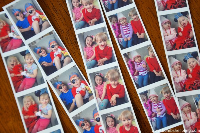 Phot booth stlye photos of girls at disney junior birthday party