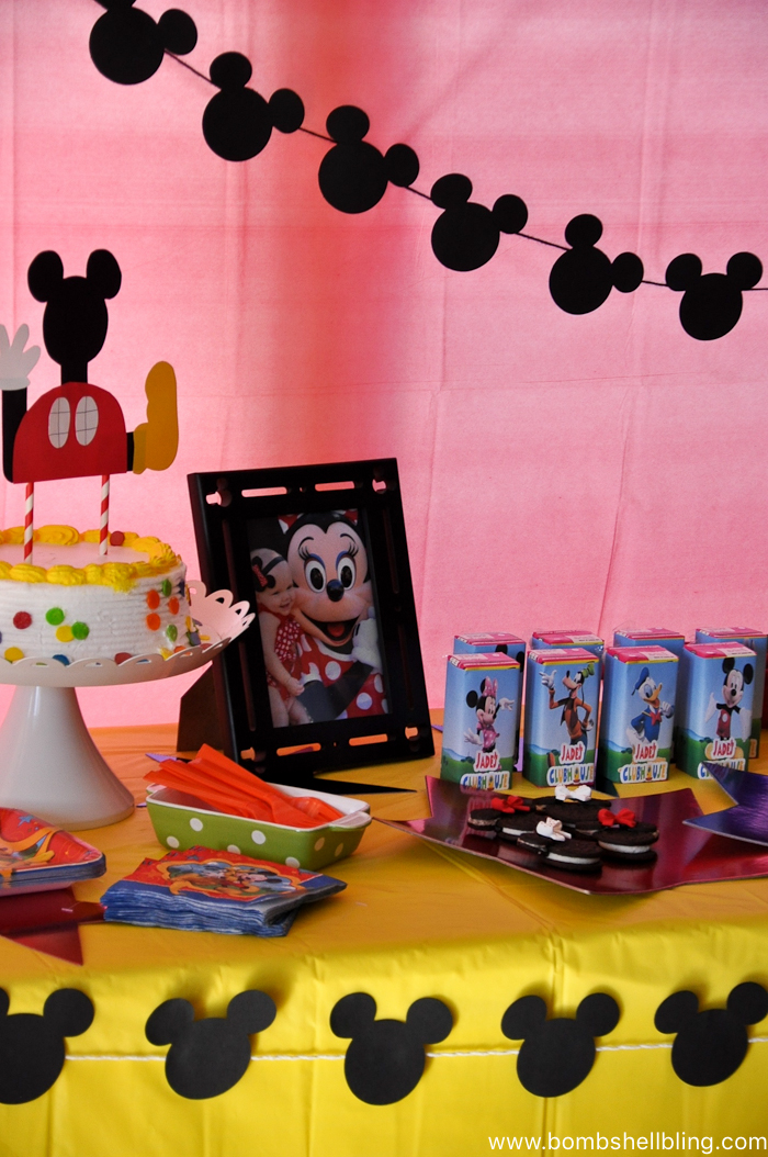 Food table close up at disney junior birthday party