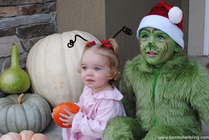Cindy Lou Who and the Grinch, Sibling Halloween Costume--Bombshell Bling