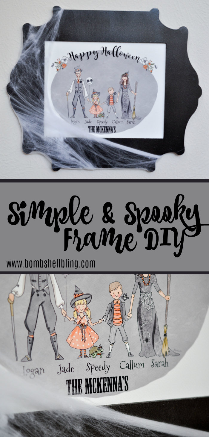 This simple spooky frame DIY is perfect for your Halloween decor. Spray paint and cobwebs can transform the frame in less than an hour!