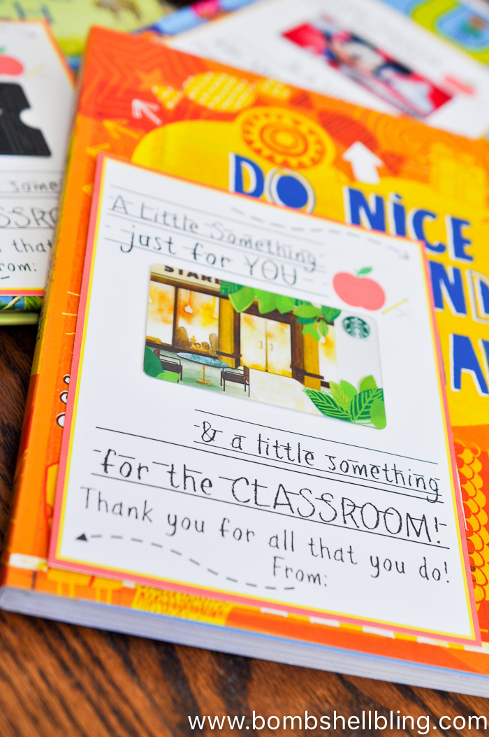 This printable teacher gift card and book gift idea is PERFECT because it is something for the teacher AND something for the classroom!