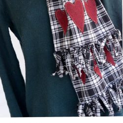 Fringed Heart Flannel Scarf